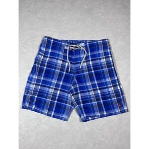 Polo Ralph Lauren Swim Wear Size 34 Board Shorts Blue Plaid Check Trunks